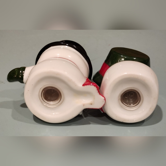 Vintage Set Ceramic Mr Mrs Snowman Couple Salt Pepper Shakers 1980s - Picture 3 of 9